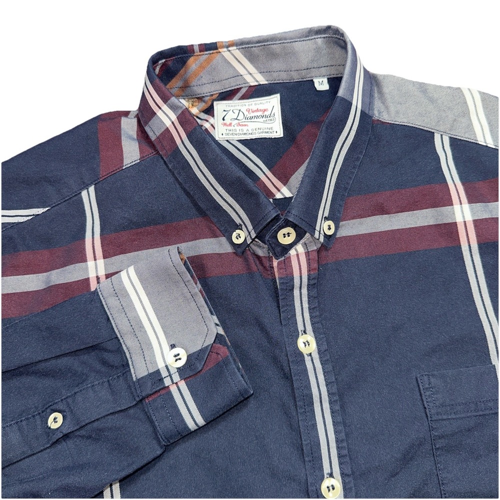7 Diamonds Vintage Well Sewn Plaid Button Down Long Sleeve Diamond Fit Medium